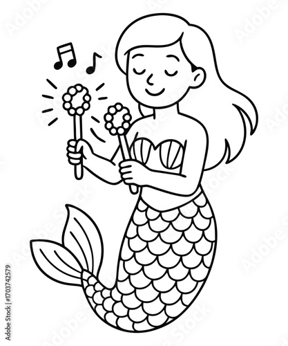 Cute Mermaid Coloring Page