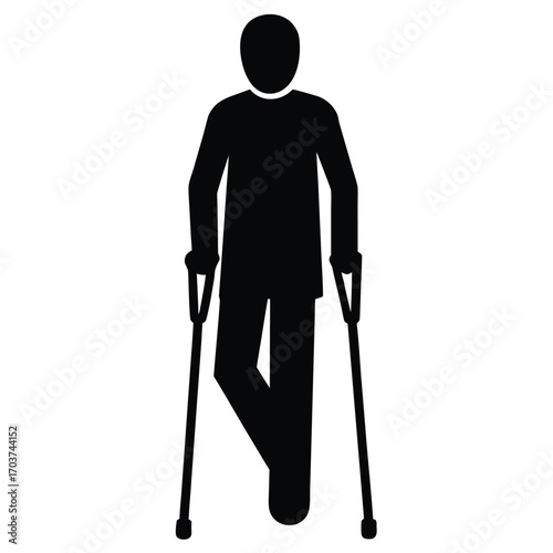 Silhouette of Person Walking With Crutches For Injury Support and Mobility