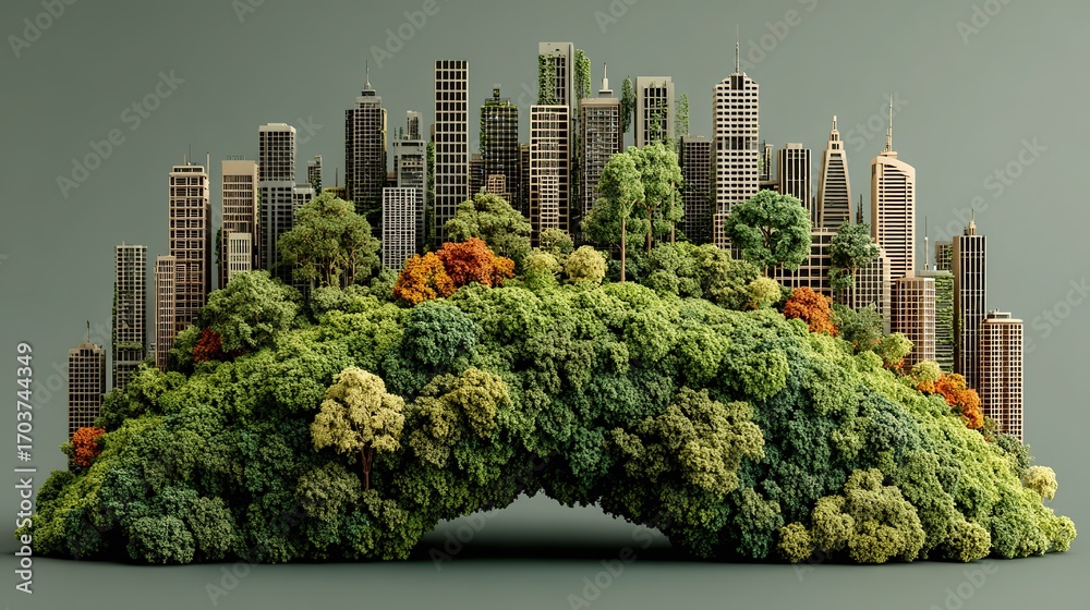 Fototapeta premium Eco tech 3D forest globe with blank area for summit forum poster backdrop