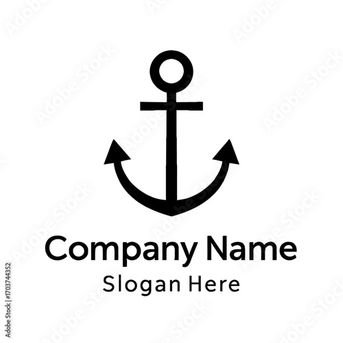 Classic Black Anchor Logo Design Element for Maritime Businesses, Nautical Brands, Shipping Companies, Boat Rentals, Marine Services, Coastal Tourism, Stability & Security Emblems, Steadfast Brand Ide