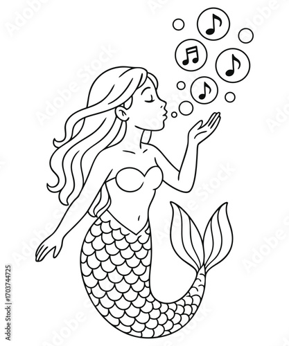 Cute Mermaid Coloring Page