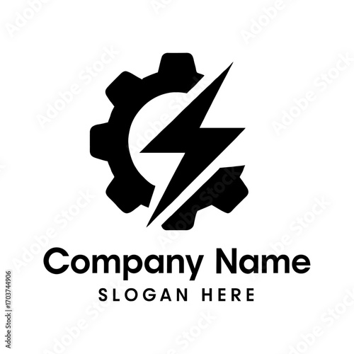 Dynamic Gear & Lightning Bolt Logo for Electrical Engineering, Industrial Power Solutions, Innovative Technology, Mechanical-Electrical Services, Energy Efficiency, and Smart Automation Systems Design