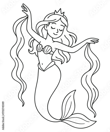 Cute Mermaid Coloring Page
