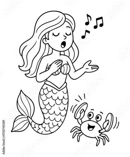 Cute Mermaid Coloring Page