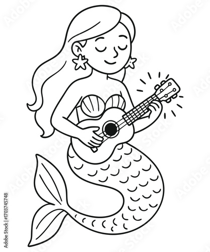 Cute Mermaid Coloring Page