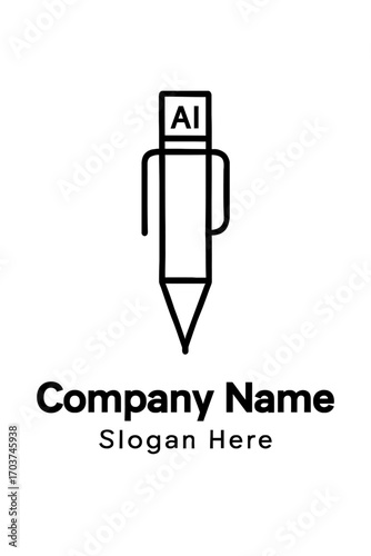 Cutting-edge AI Powered Pen Logo Design: Modern, Minimalist & Creative Graphic for Artificial Intelligence Writing Tools, Smart Digital Content Creation, and Innovative Technology Solutions Branding I