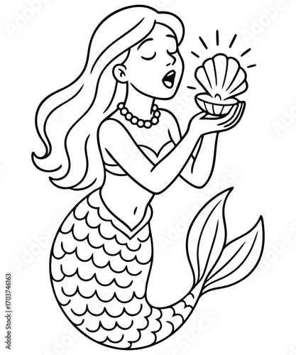 Cute Mermaid Coloring Page