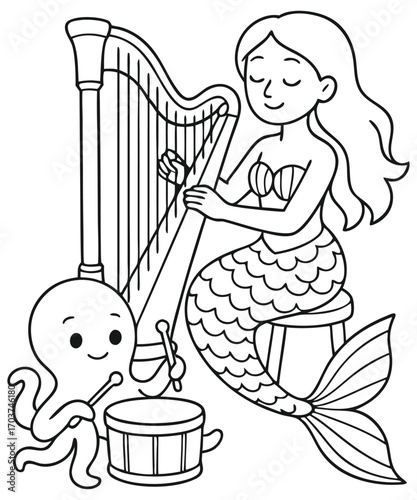 Cute Mermaid Coloring Page
