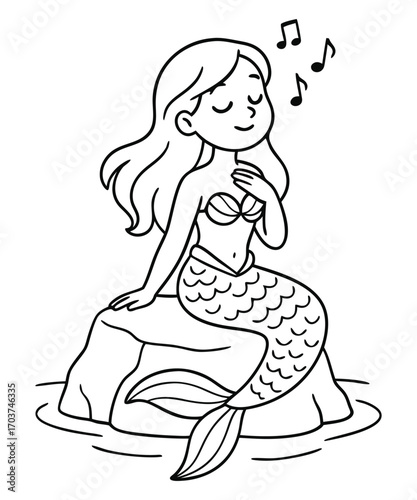 Cute Mermaid Coloring Page