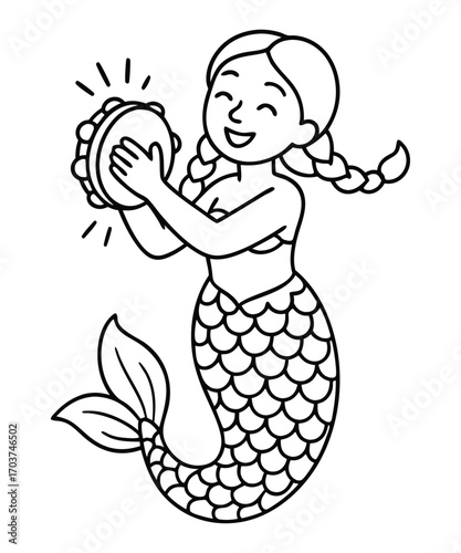 Cute Mermaid Coloring Page