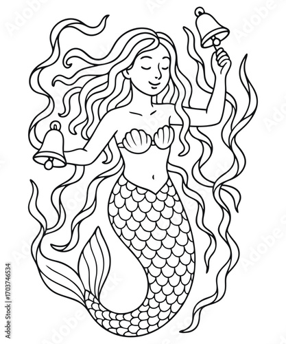 Cute Mermaid Coloring Page