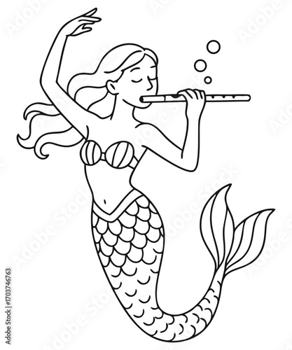 Cute Mermaid Coloring Page
