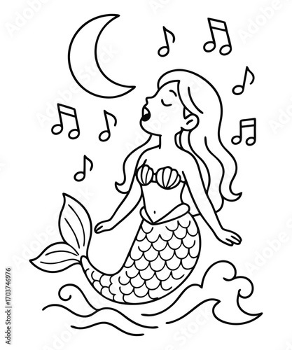 Cute Mermaid Coloring Page