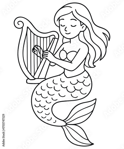 Cute Mermaid Coloring Page