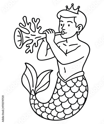 Cute Mermaid Coloring Page