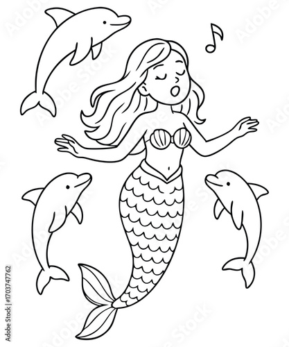 Cute Mermaid Coloring Page