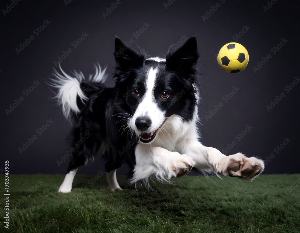Fototapeta premium Energetic Border Collie playing with a ball