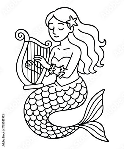 Cute Mermaid Coloring Page