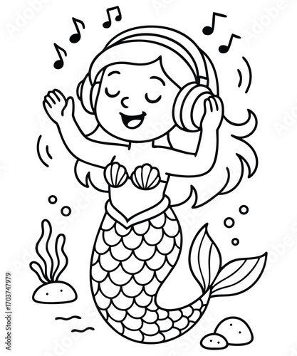 Cute Mermaid Coloring Page