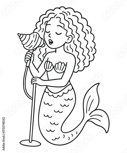 Cute Mermaid Coloring Page