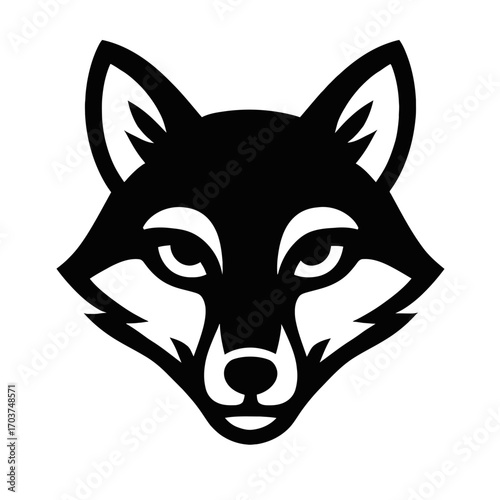 Striking Black and White Fox Head Logo Design: A Minimalist, Stylized Vector Illustration Perfect for Branding, Mascots, and Modern Wildlife Graphics – Capturing Cleverness and Sleekness in Bold Detai