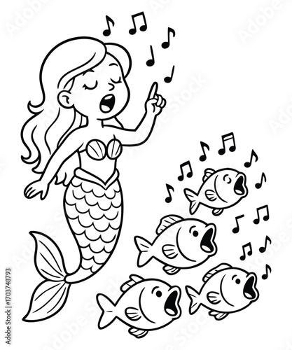 Cute Mermaid Coloring Page
