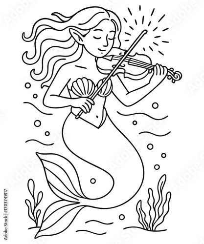 Cute Mermaid Coloring Page