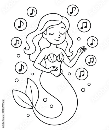 Cute Mermaid Coloring Page