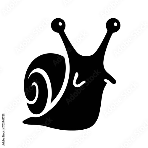 Minimalist Elegant Black Snail Silhouette Icon Vector Illustration, Perfect for Web Design, Nature Projects, Garden Logos, Animal Symbols, or Slow-Paced Concepts, Isolated on Clean White Background fo
