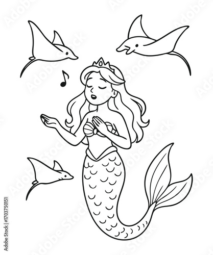 Cute Mermaid Coloring Page