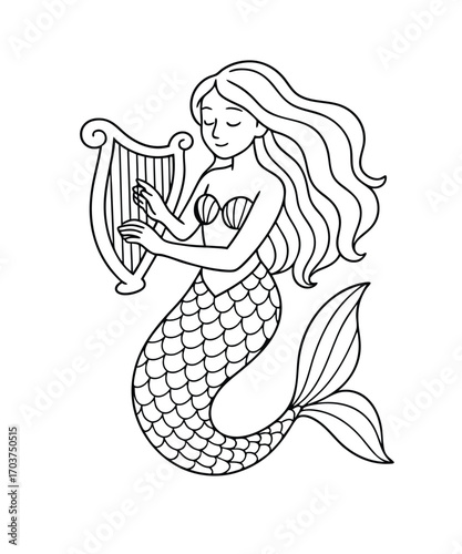 Cute Mermaid Coloring Page