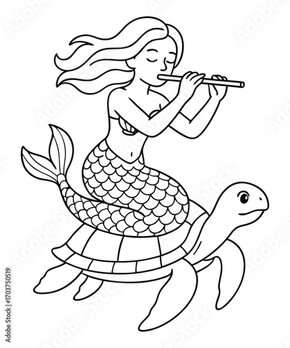 Cute Mermaid Coloring Page