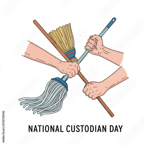 National Custodian Day A Symbol of Dedication and Cleanliness in Illustration