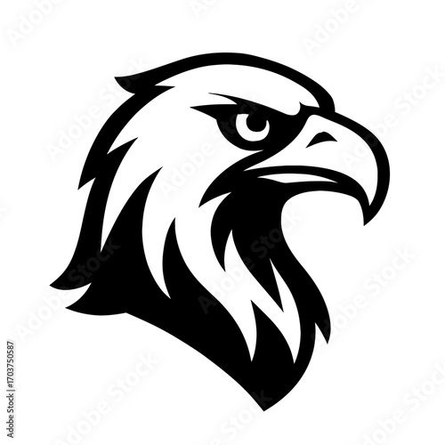 Majestic and Fierce Eagle Head Vector Logo Design, a Powerful Black and White Stylized Mascot Emblem for Sports Teams, Brands, and Organizations Seeking a Symbol of Strength, Freedom, and Visionary Le