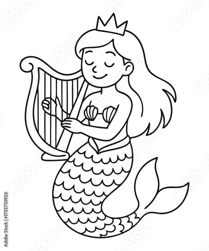 Cute Mermaid Coloring Page