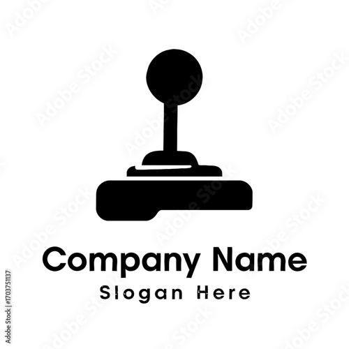 Classic black joystick icon, versatile for gaming, retro arcade, esports, driving simulators, automotive, and tech companies. This control stick logo symbolizes precision, engagement, and the ultimate