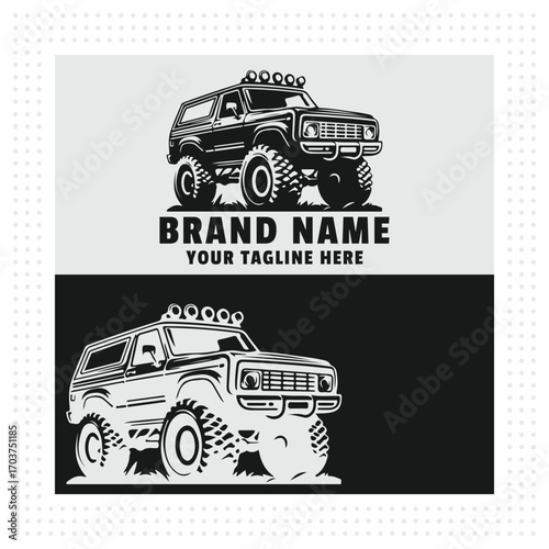 offroad silhouette vector logo with simple and modern design, with background, for branding, flexible suitable for various vector illustration applications.