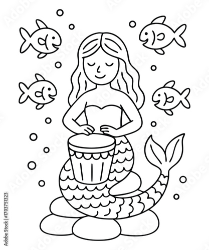 Cute Mermaid Coloring Page