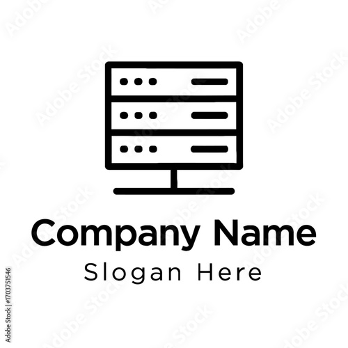 Vector icon representing a modern server rack, illustrating scalable data center infrastructure, secure cloud computing, reliable web hosting, powerful network services, and advanced IT solutions for