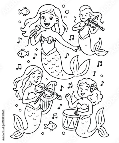 Cute Mermaid Coloring Page