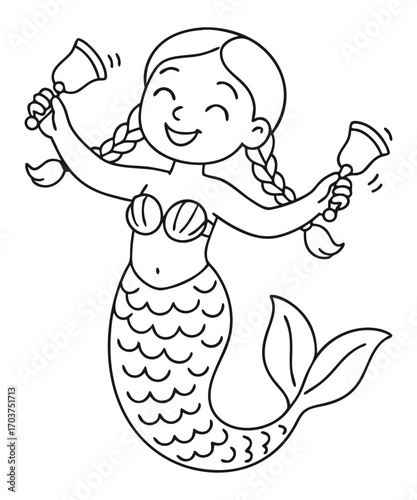 Cute Mermaid Coloring Page