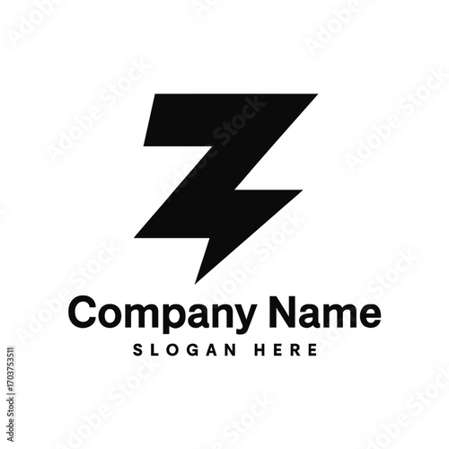 Free Download Modern Black Lightning Bolt 'Z' Logo Design. A Dynamic, Powerful, & Innovative Brand Mark for Tech, Energy, Fast-Paced Companies & Startups. Symbolizing Speed, Efficiency, & Cutting-Edge Solutions for - GFXLoad