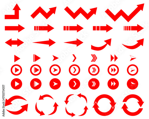 シンプルな矢印とアイコンセット　黒 Simple arrow and icon set (red)