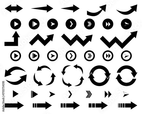 シンプルな矢印とアイコンセット　黒 Simple arrow and icon set (black)