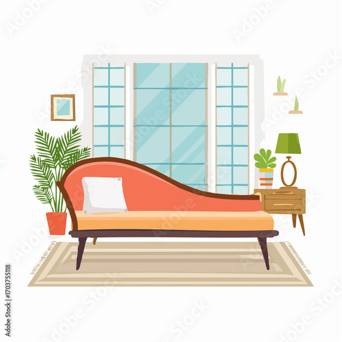 Elegante Recamiere mit geschwungener Form