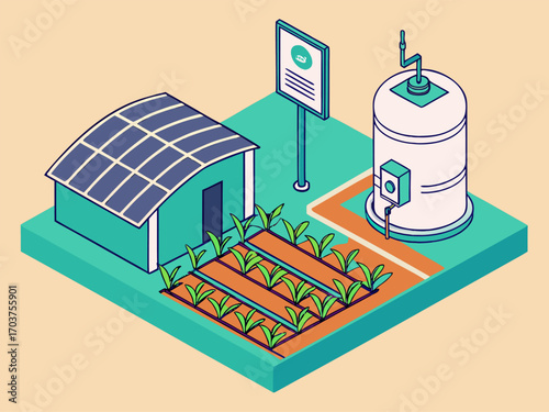 Solar-powered water pump system for farming, offering clean renewable energy for efficient irrigation and sustainable agricultural practices.