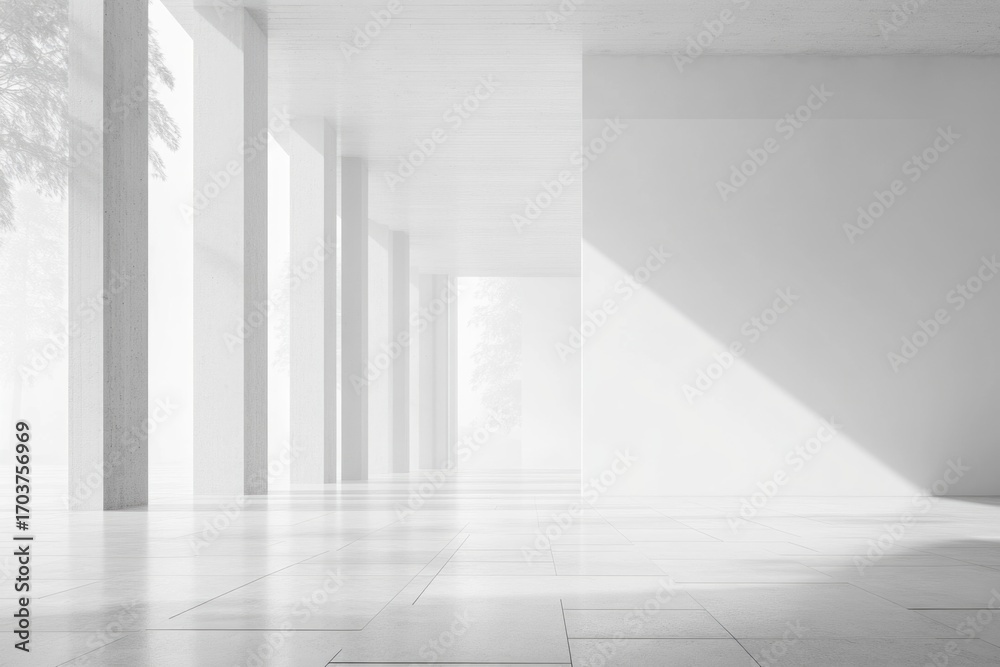 Fototapeta premium Spacious white interior showcasing natural light