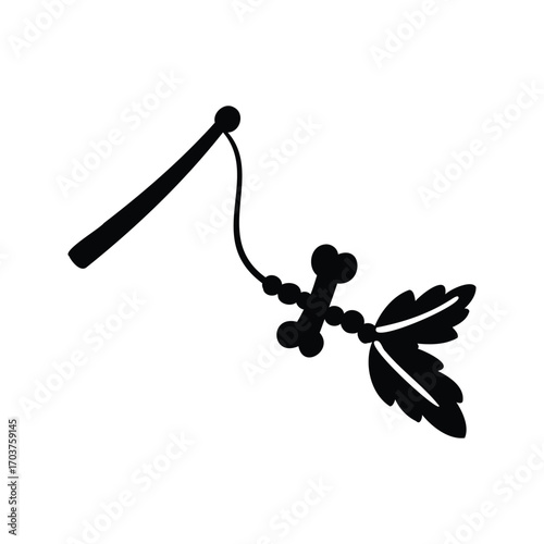 Hand drawn halloween cat teaser wand element solid style vector illustration