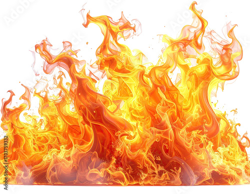 Fiery flames blaze against a dark background