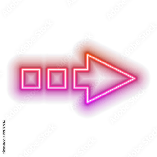 Arrow illustration pointing up. Neon style Counterclockwise direction pointer. single arrow, left down sign isolated on white background. Vector illustration.